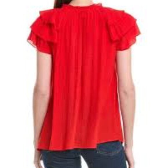 NWT NANETTE LEPORE Red Rayon Blend Blouse Hot Coral Size Small - Picture 2 of 13